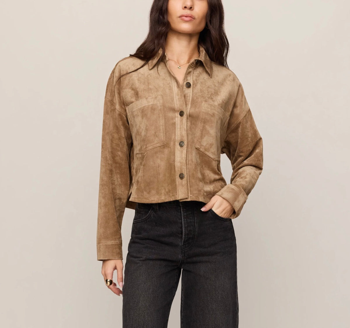 All Day Cropped Suede Jacket