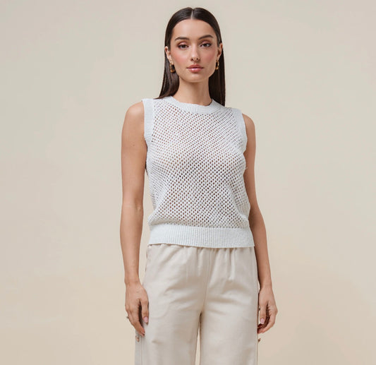 White Knit Lurex Top