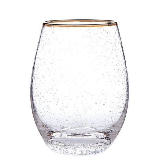 Gold Rimmed Stemless Wine Glass