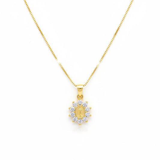 Gold Filled Mary With CZ Necklace