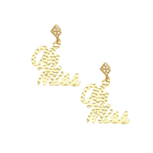 Gold Ole Miss Logo Earring