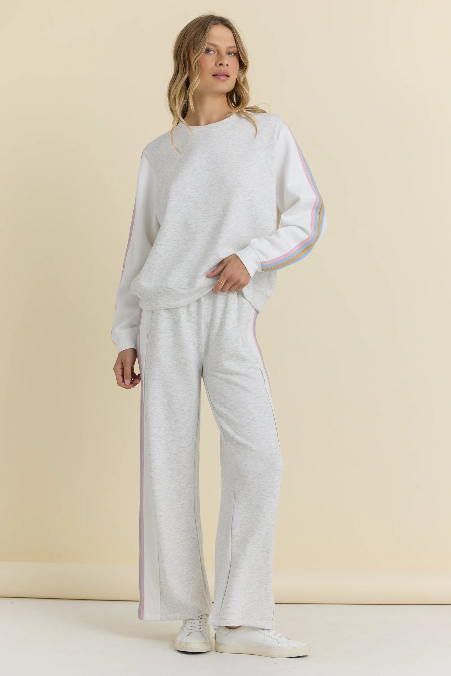 Striped Color Block Cloud Crewneck