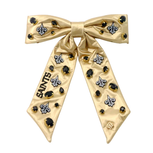 Saints Gold Bow Barrette