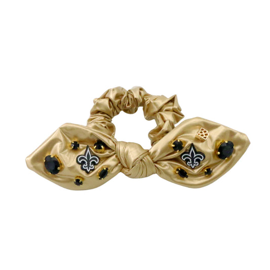 Saints Gold Bow Scrunchie