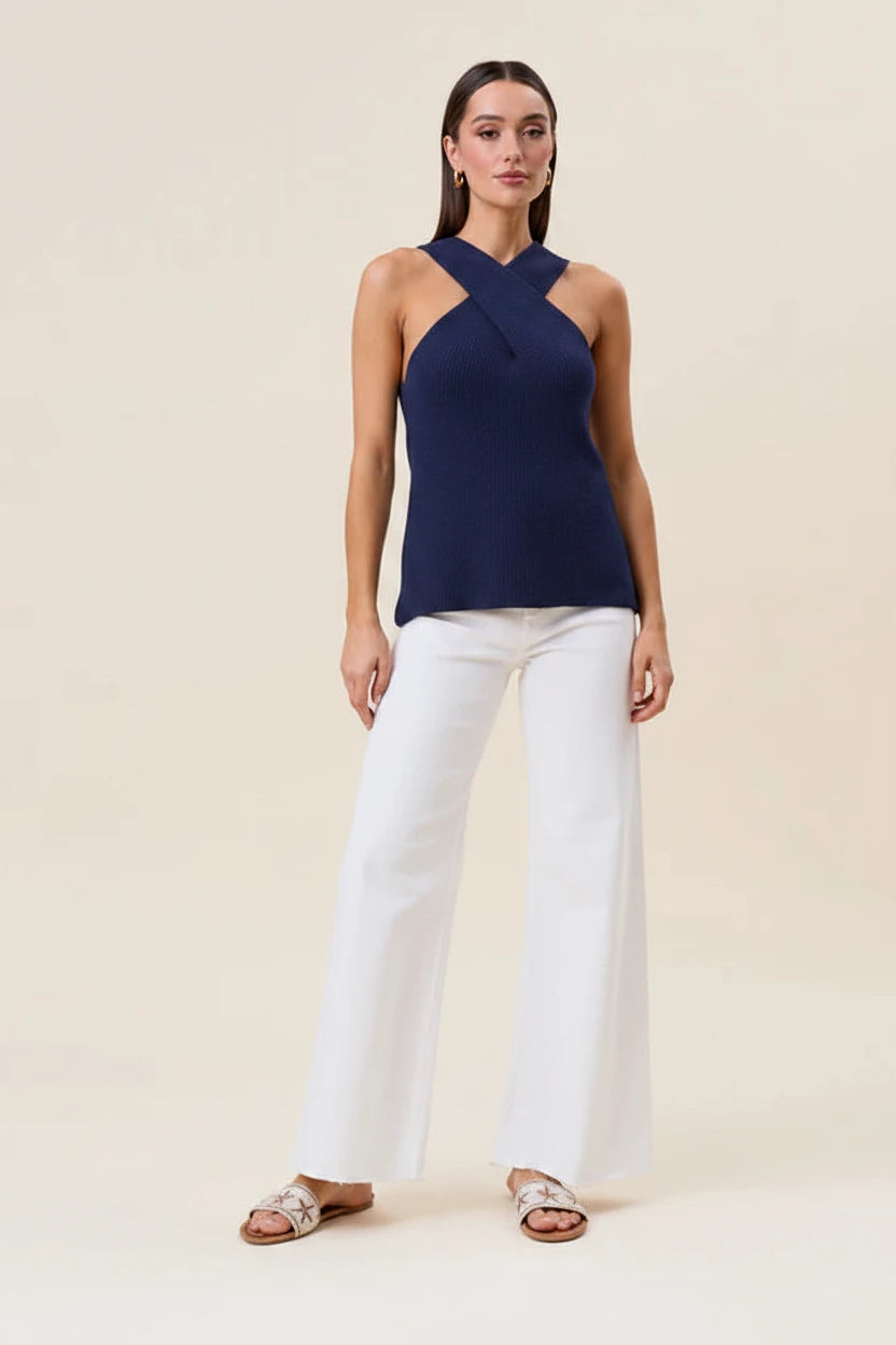 Ribbed Halter Neck Sweater Top