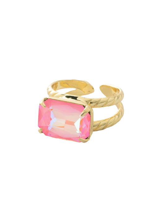 Emerald Cocktail Ring Light Rose