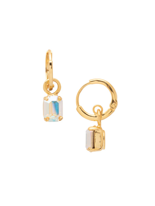 Mini Emerald Huggie Hoop Earrings Aurora Borealis