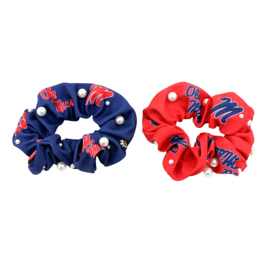 Ole Miss Navy And Red Dual Scrunchies