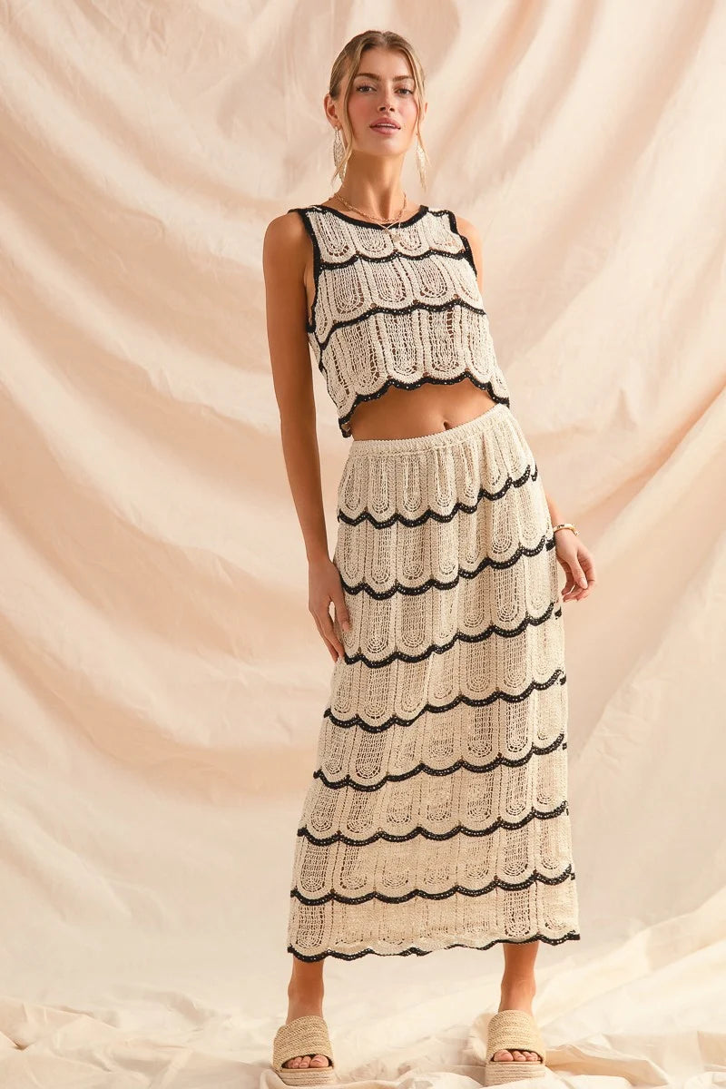 Natural Crochet Skirt Set