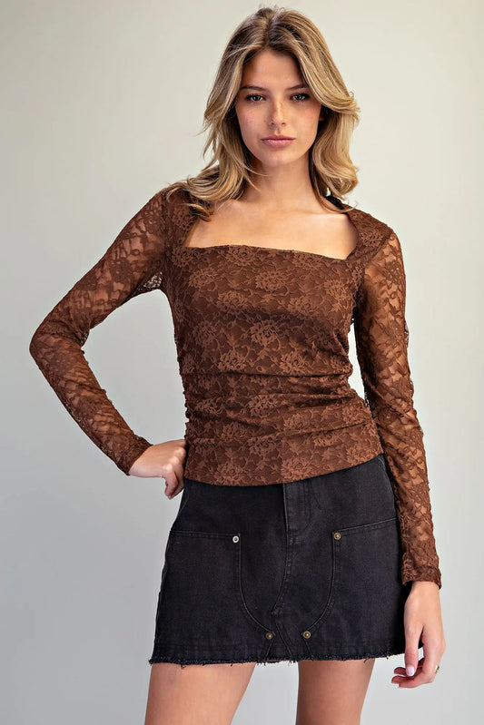 Floral Lace Square Neck Top