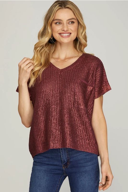 Metallic Crop Sweater