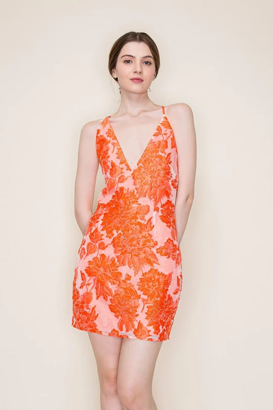 Tangerine Floral Jacquard