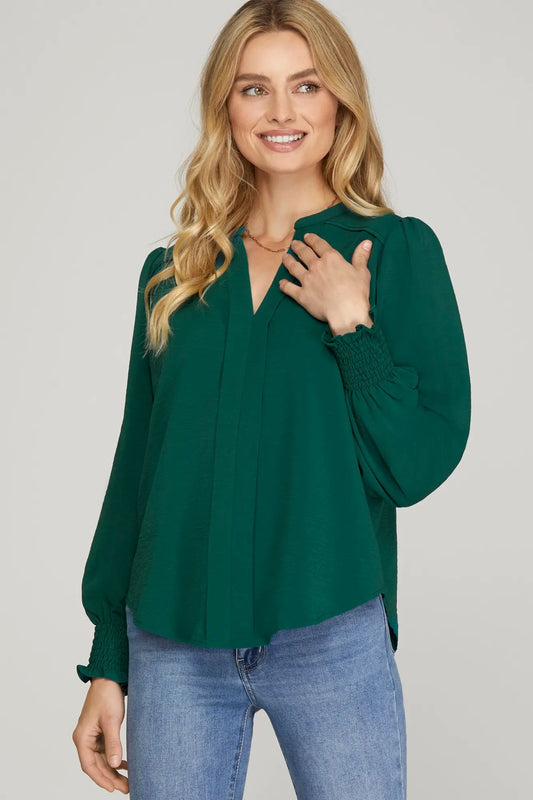 Long Smocked Sleeve Blouse