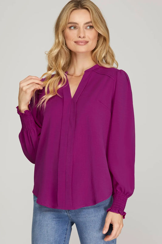 Long Smocked Sleeve Blouse