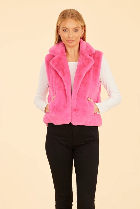 Plush Faux Fur Collared Vest