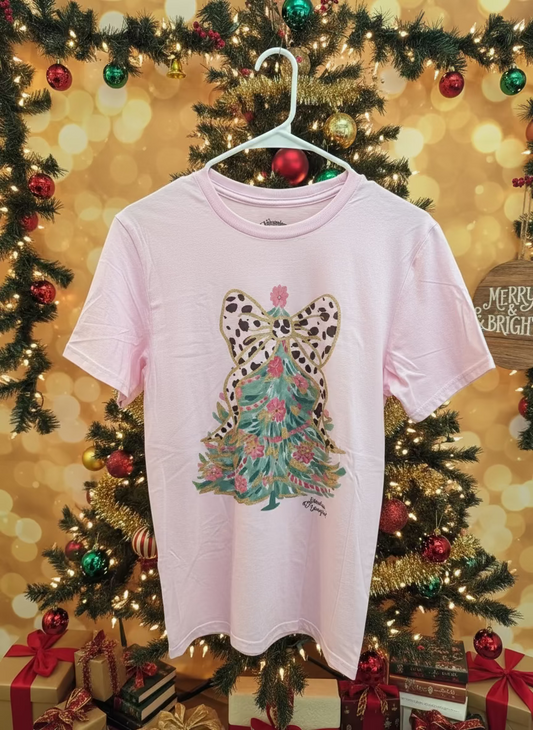 Christmas Tree Leopard Bow Tee