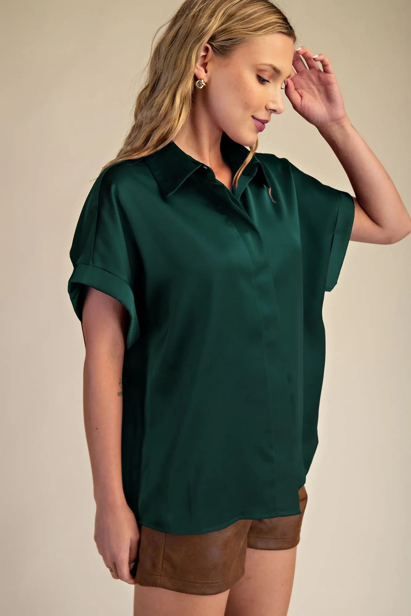 Collar Neck Button Down Blouse