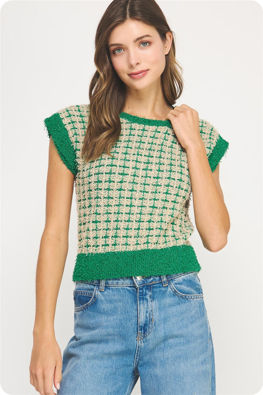 Emerald Tweed Top