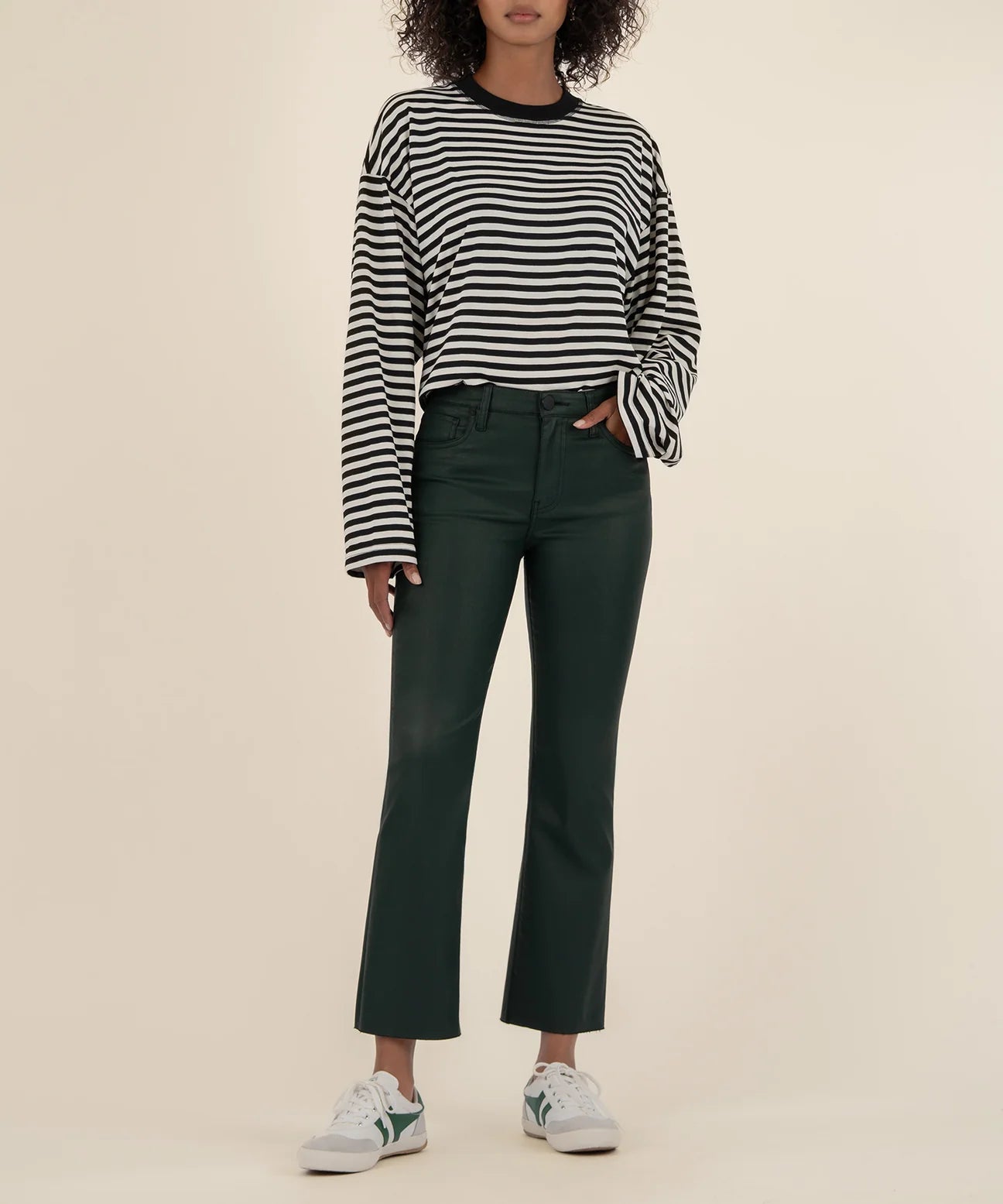 Forest Green Kelsey High Rise Ankle Flare Pants