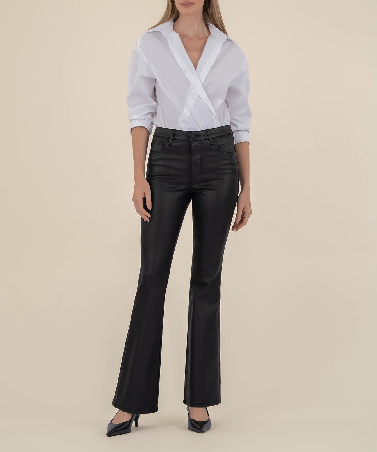 Ana High Rise Coated Black Flare
