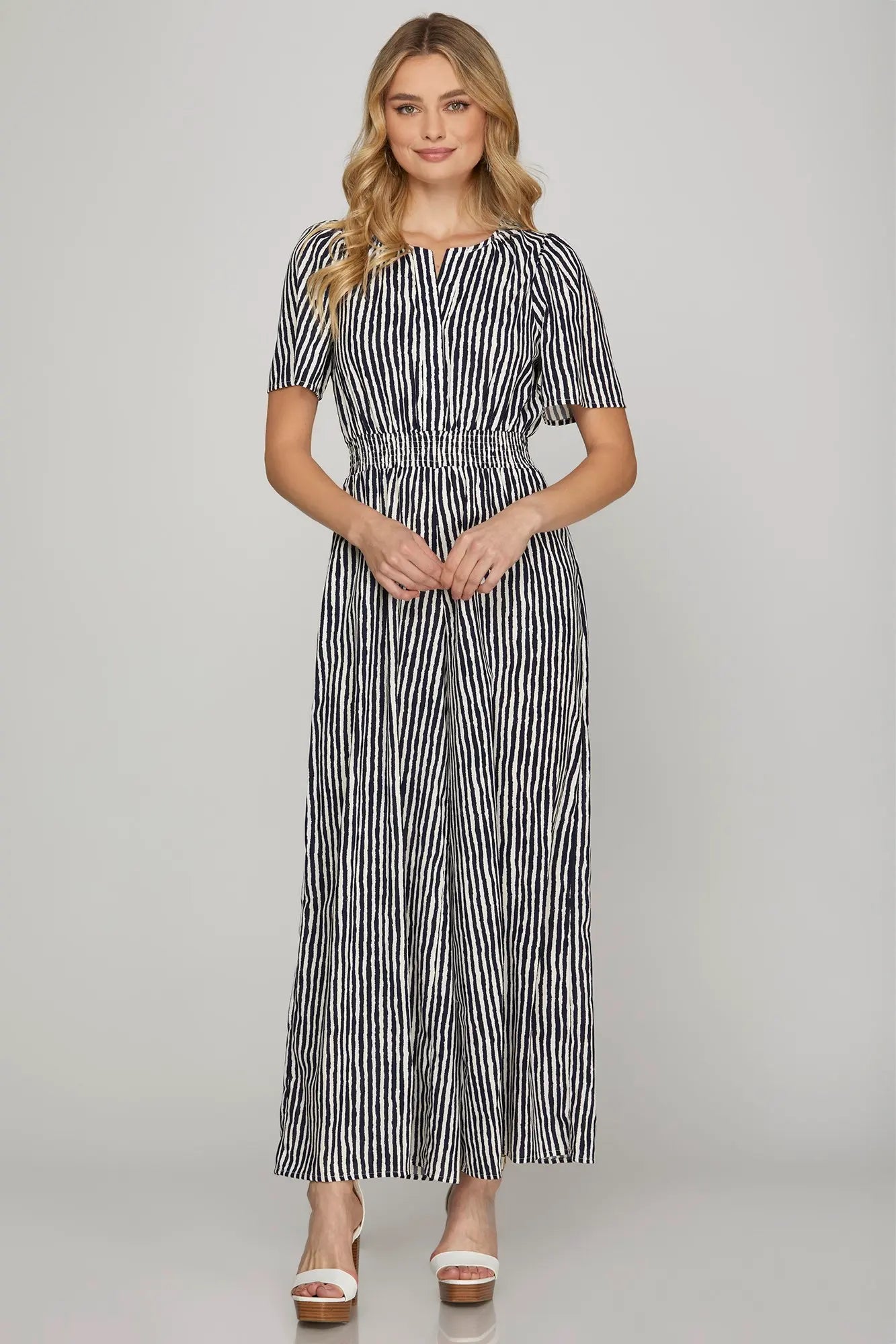 Woven Striped Jump Suit