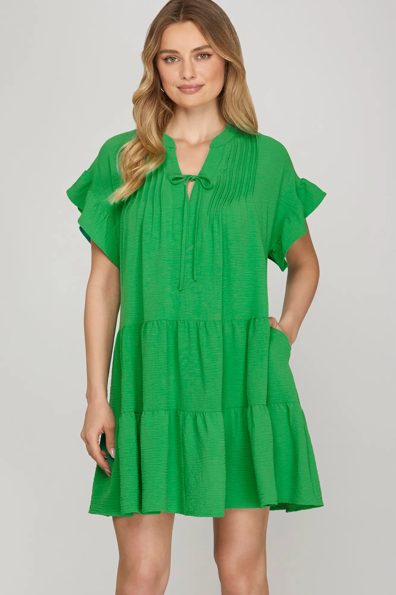 Tie Front Mini Dress With Pockets