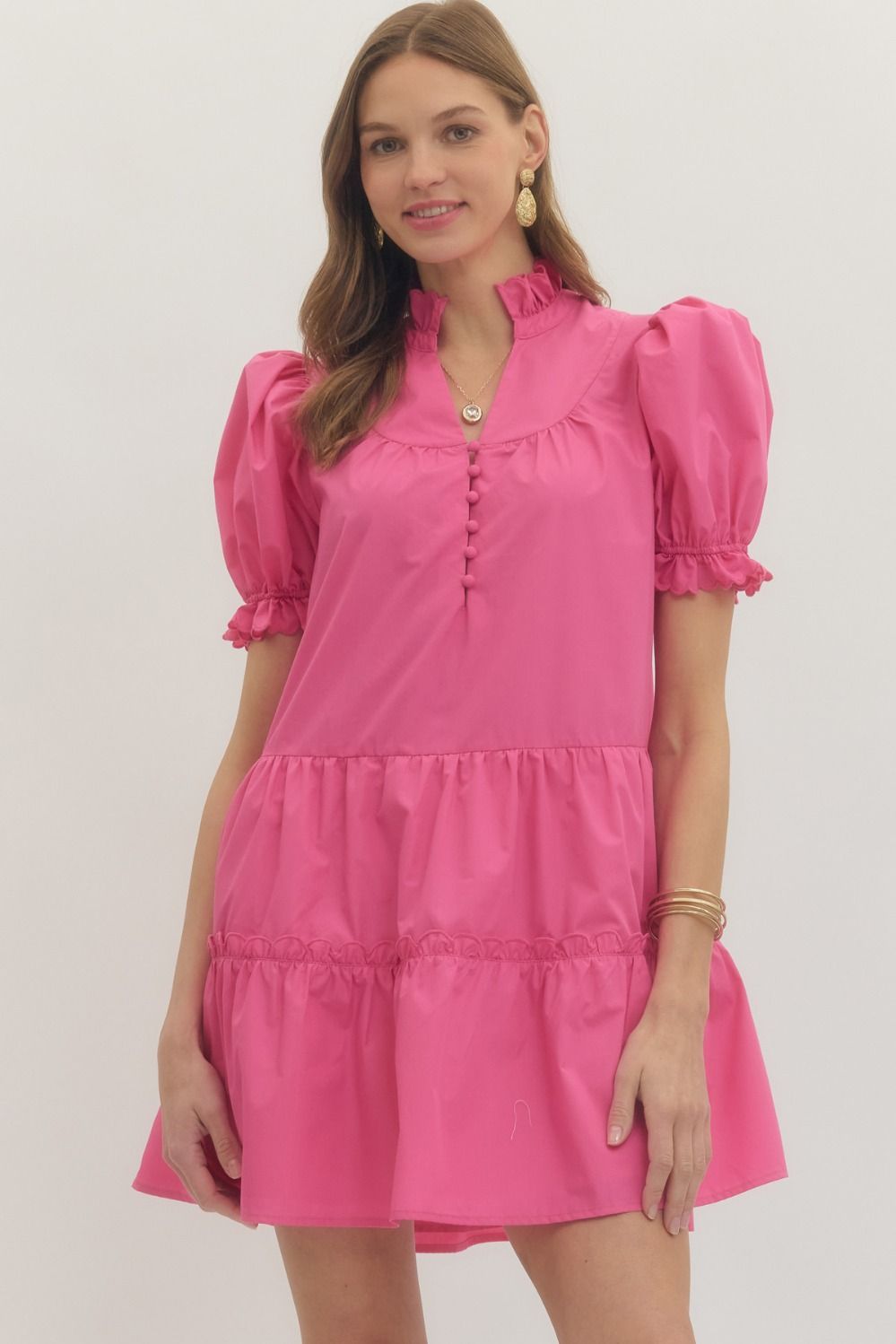 Ruffle Mock Neck Mini Dress