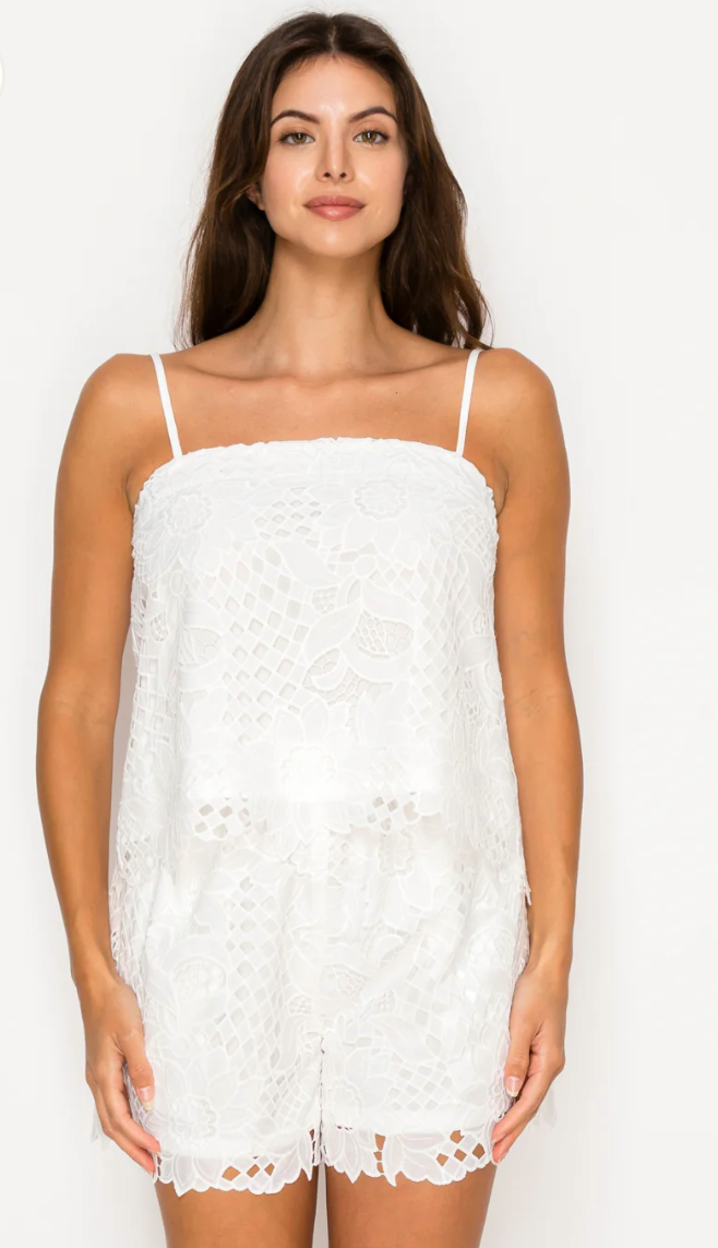 White Floral Lace Set