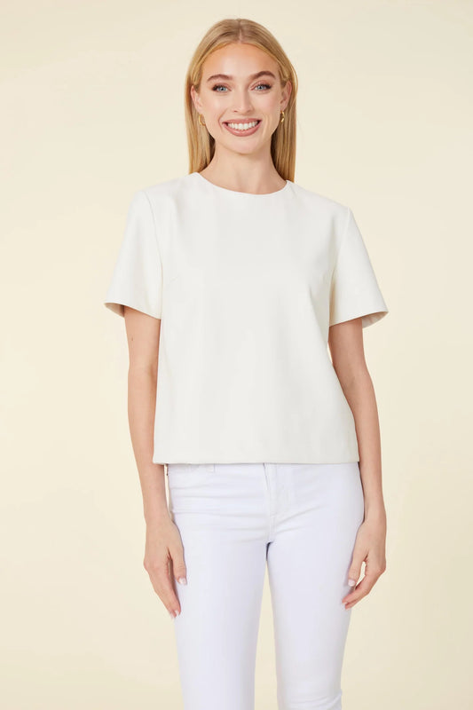 Vegan Leather Perforated T-Shirt