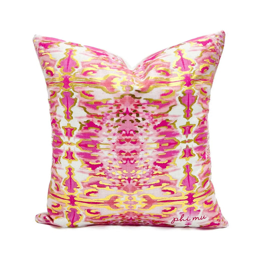 Phi Mu OM Gold Foil Kaleidoscope Greek Sorority Pillow