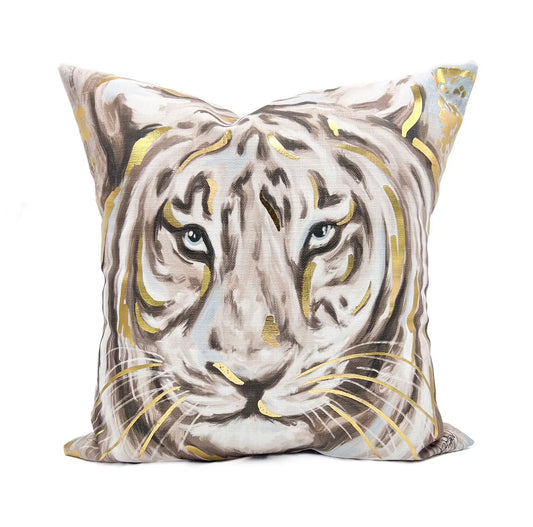 Gold Foil Tiger Pillow