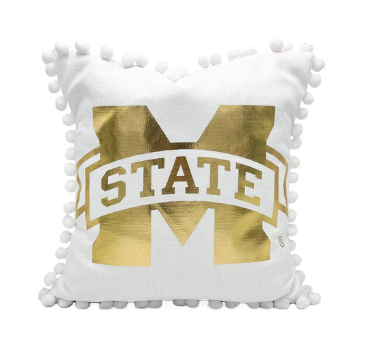 Mississippi State Gold Foil Logo Pillow