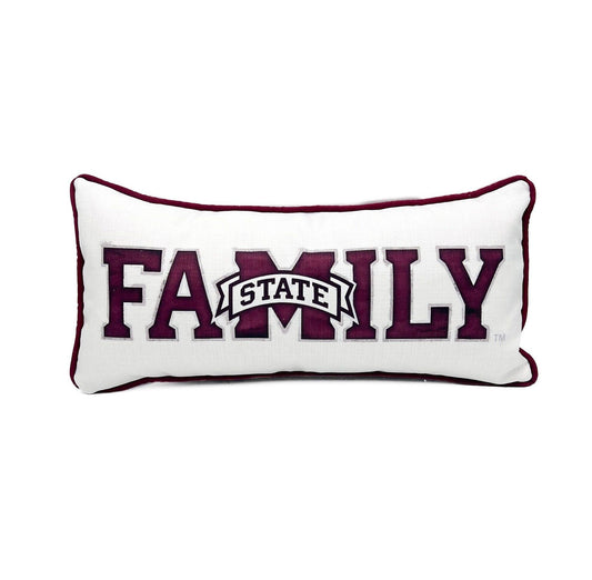 MS State Family Pillow with Maroon Cording