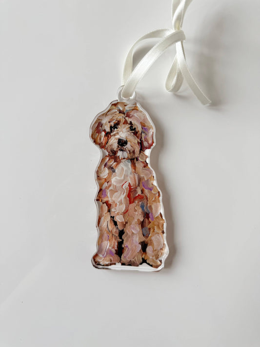 Goldendoodle Classic Acrylic Christmas Dog Ornament | Wreath Charm