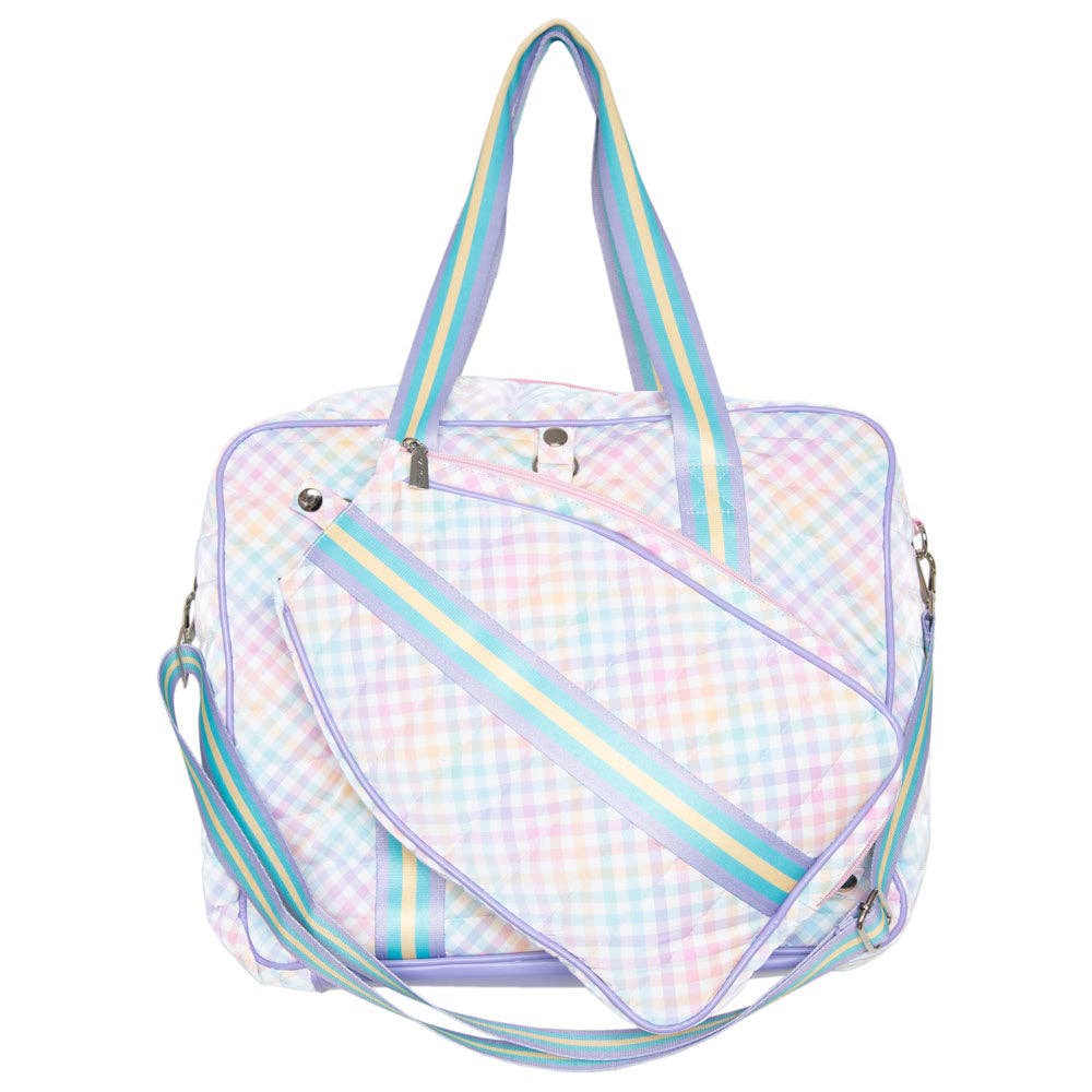 Rainbow Gingham Pickleball Paddle Bag