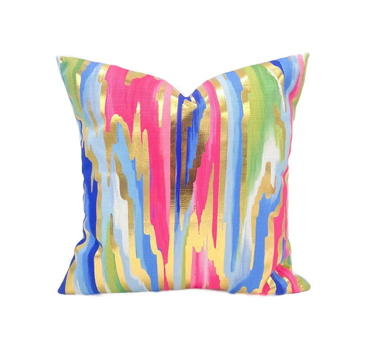 Gold Foil Jewel Abstract Marble Pillow