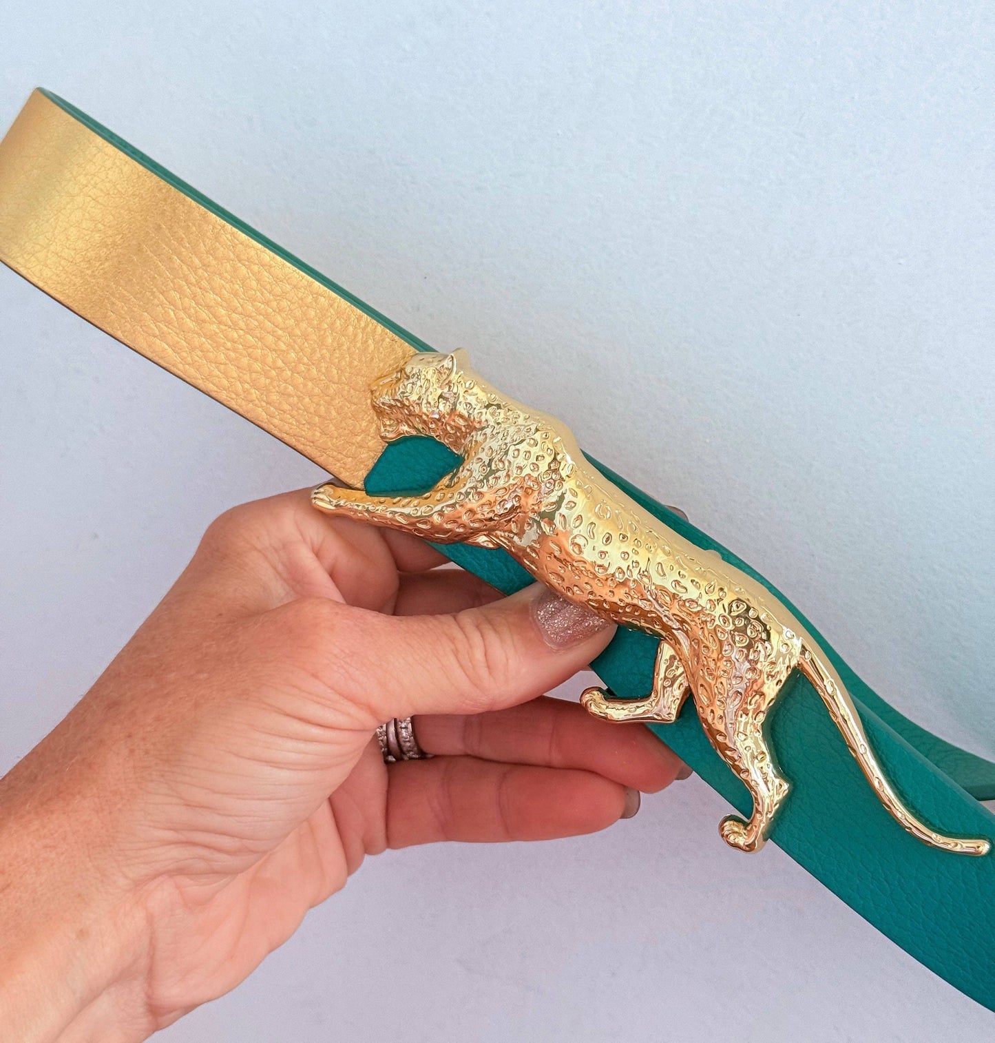 Lagoon & Goldfinger Reversible Metallic Leather Belt | 3cm
