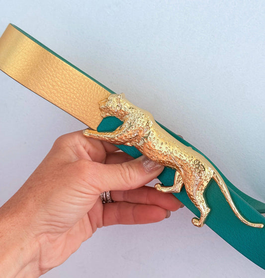 Lagoon & Goldfinger Reversible Metallic Leather Belt | 3cm