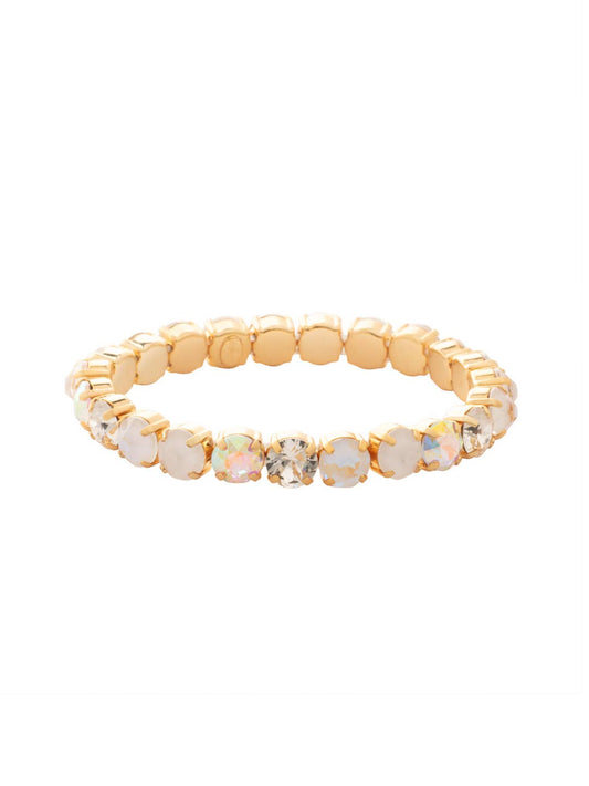 Icy White & AB 10K Gold Crystal Stretch Bracelet 7in