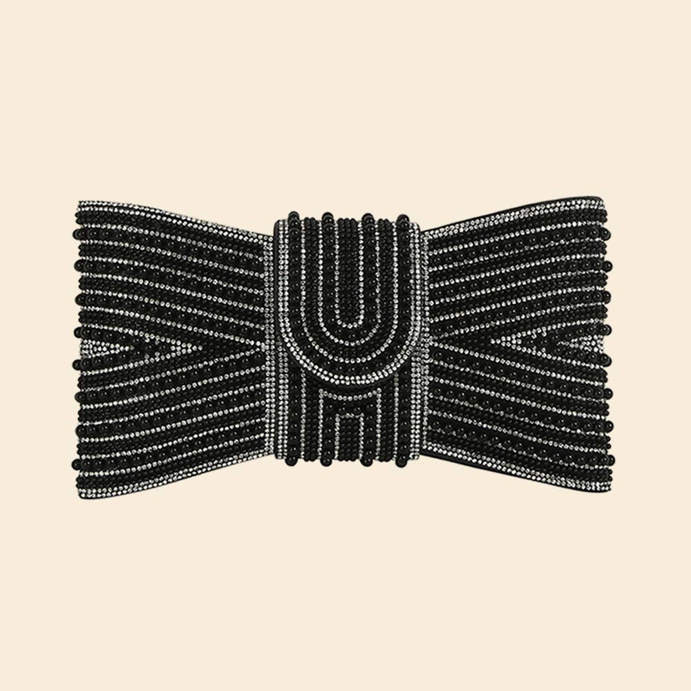 Spangle Pearl Bow Clutch Evening Bag