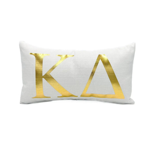 Kappa Delta KD Gold Foil Greek Letters Sorority Pillow