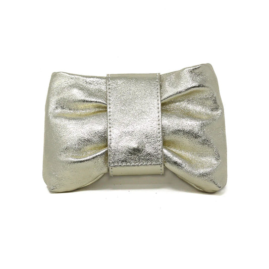 Genuine Leather Mini Bow Clutch