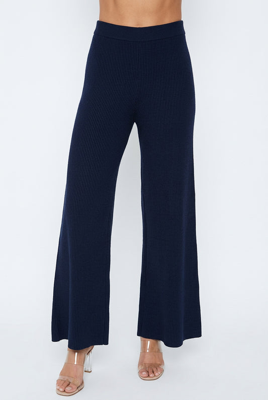 Italian Wide Leg Knit Pants W/ Drawstring